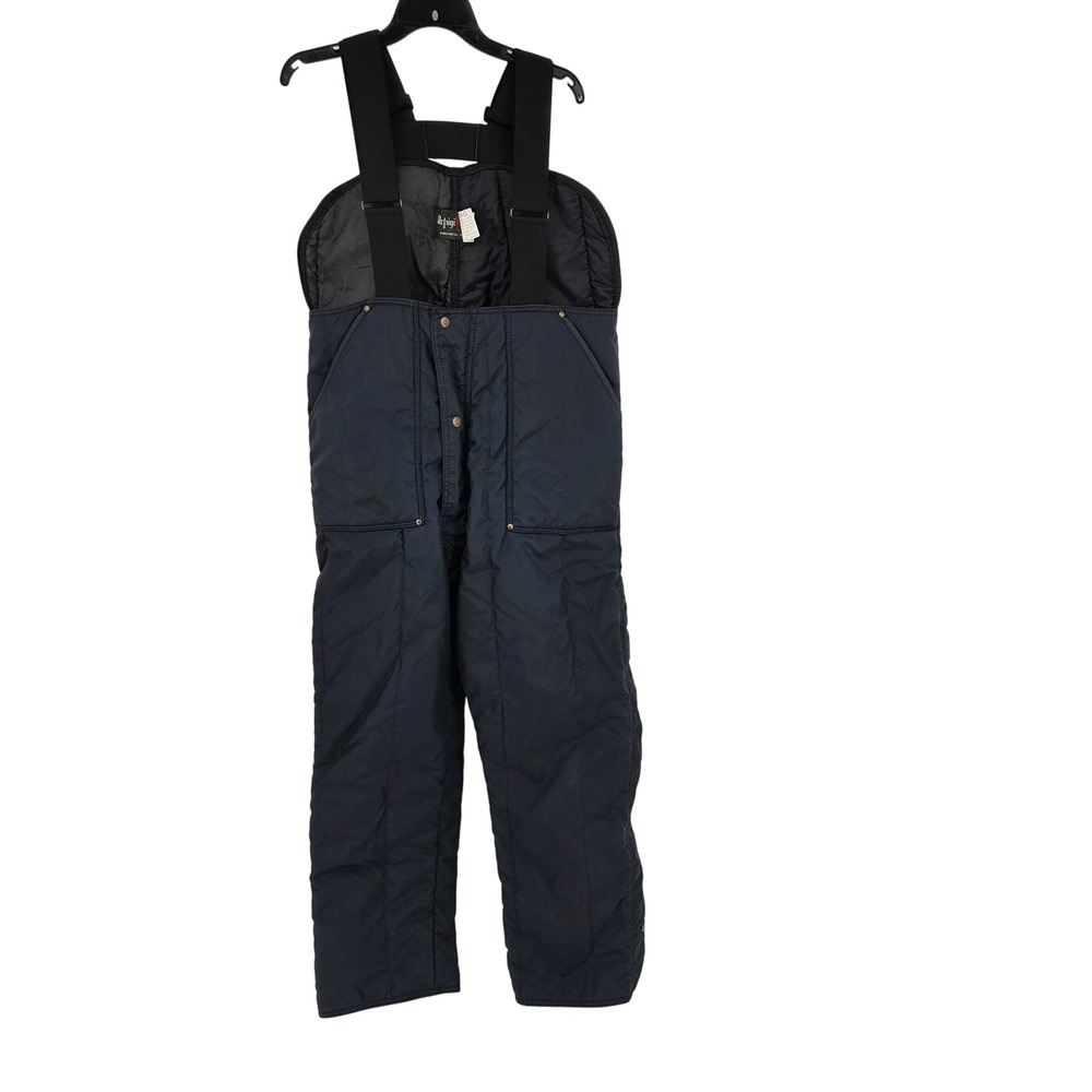 RefrigiWear Insulated Bib Overalls Navy Blue Quilted Workwear Freezer Suit Large
